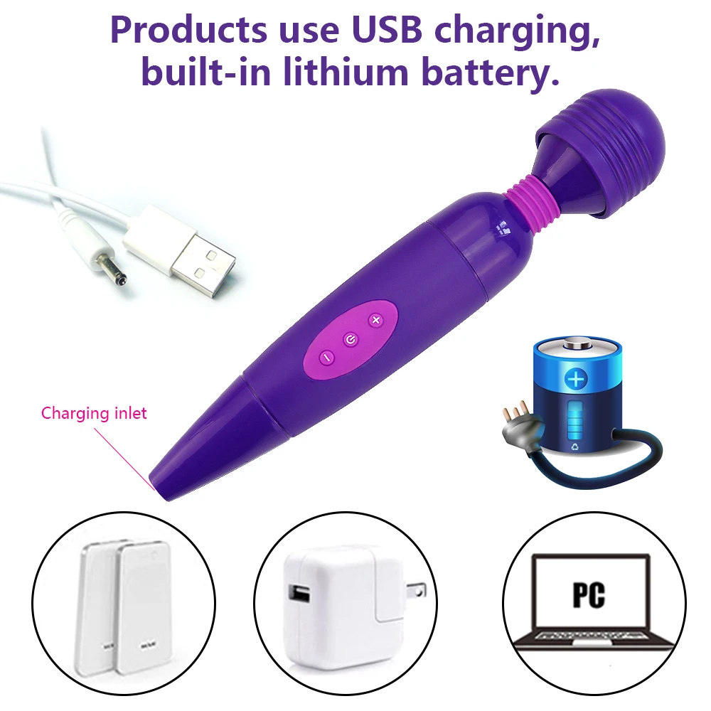Body Massage Relaxation AV Vibrators USB Recharging Handheld Electric Massagers Sex Toys for Women Clitoris Stimulator