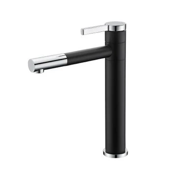 

Kitchen Faucet Modern Bathroom Sink Faucet With Rotating Spout 11.8 Inch Tall Container Faucet Black Metal