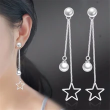 NEHZY-boucles d'oreilles en argent, marque de luxe, pour femmes, sauvages, longues boucles d'oreilles, simples, ornement à suspendre à l'arrière, perle blanche, champignon, 2018