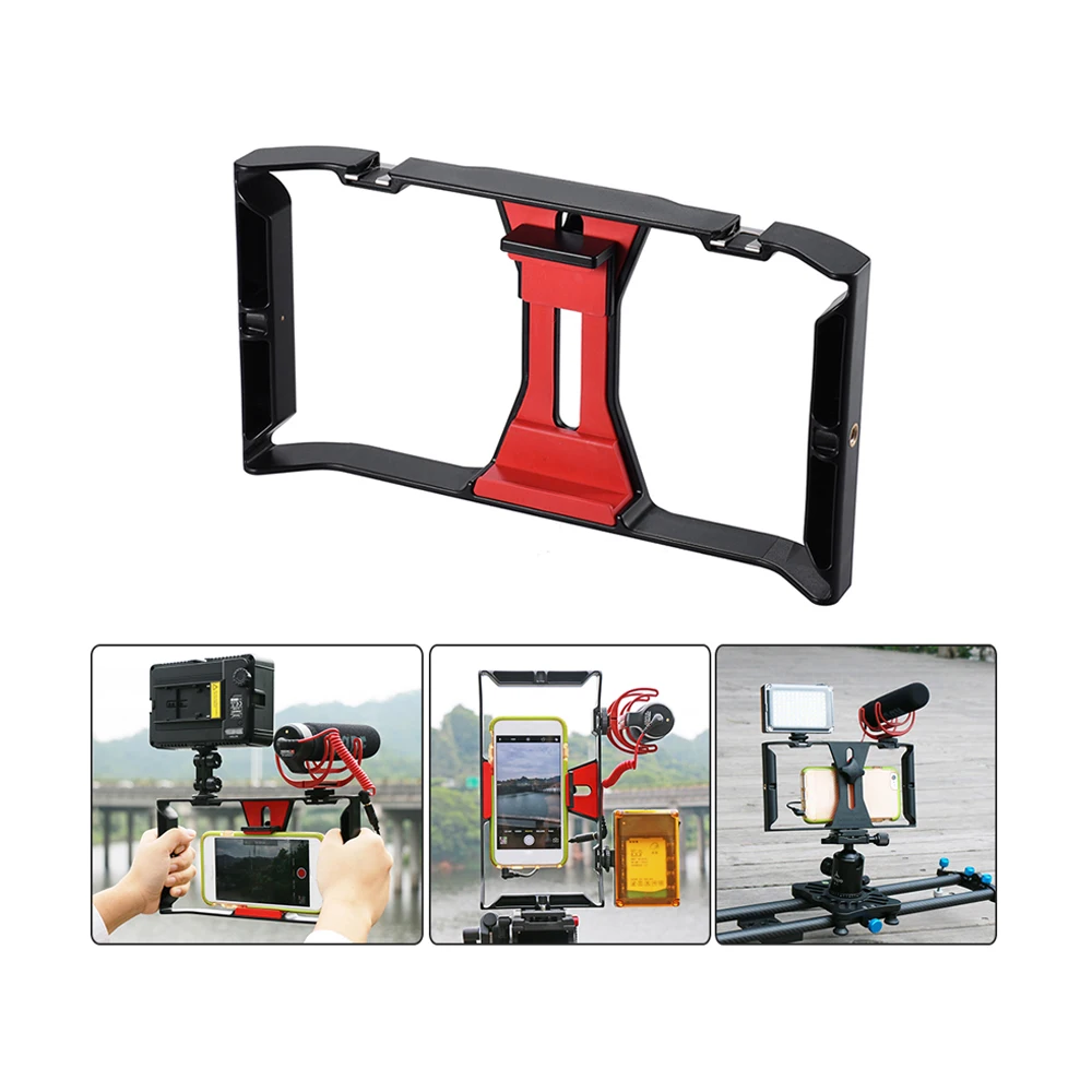 

Portable Handheld Smartphone stabilizer rig filmmaking rig with 3 hot shoe mount for YouTube vlog iphone sumsang short video