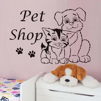 

Creative Pet Shop Cats Dog Wall Sticker For Kids Room Decoration Grooming Salon Design Art Waterproof Wallpaper Home Decor