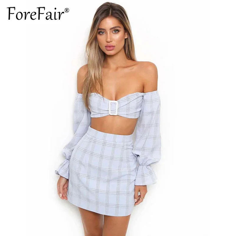 Forefair 2018 Сексуальный Топ без бретелек с длинным рукавом Женский комплект 2 шт. в