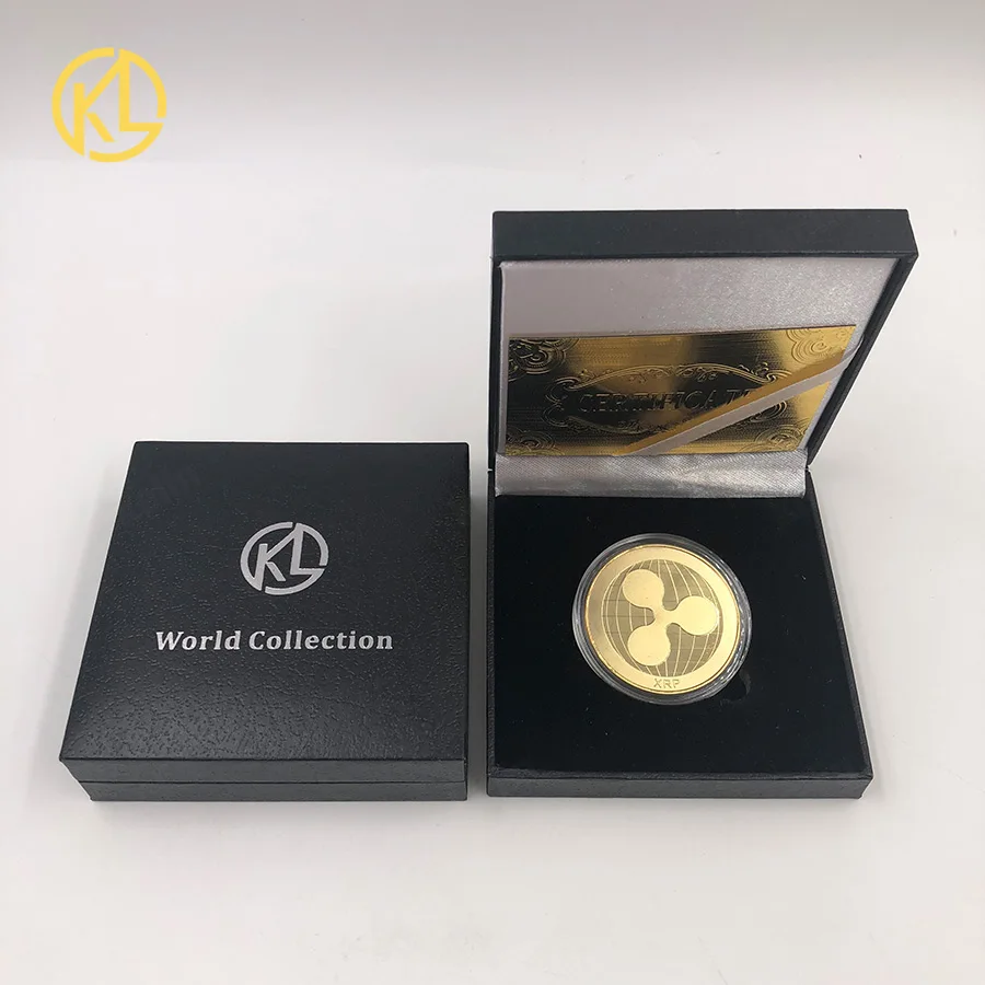 XRP Ripple Commemorative Coin Gold Plated Metal Coins Souvenir In Gift Box