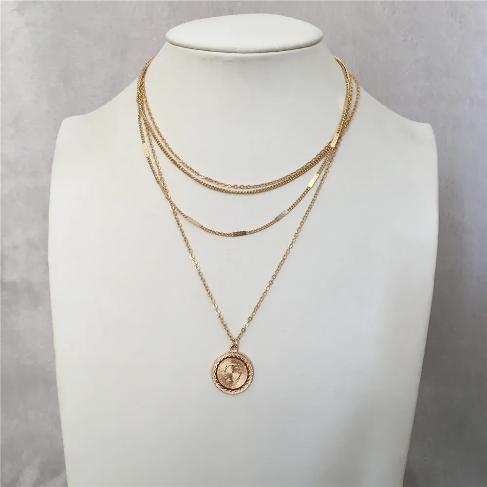 Aliexpress.com : Buy Trendy gold color round engraved coin pendant with ...