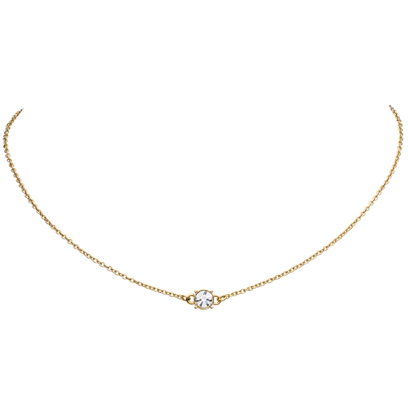 Ожерелье-чокер с кристаллами Mavis Hare CZ из нержавеющей стали, блестящее ожерелье со стразами, как модные подарки для женщин - Окраска металла: gold