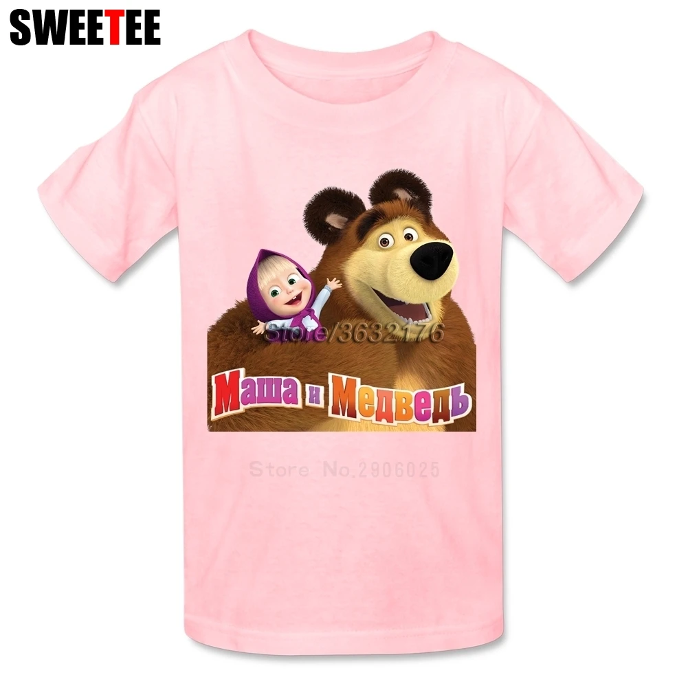 

Masha And The Bear Children T Shirt Cotton Short Sleeve Crew Neck Tshirt Tops Boys Girls 2018 New Tops Hot Sale T-shirt For Kids