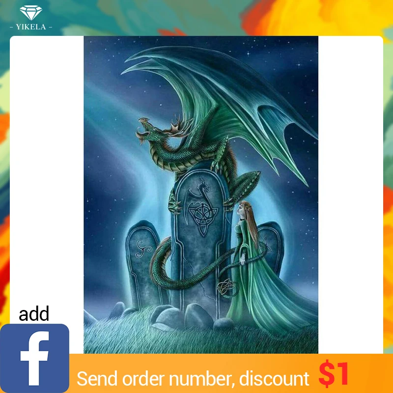 

DIY 5D Diamond Painting Dargon Picture Of Rhinestone Full Square 3D Mosaic Tombstone Diamond Embroidery Home Decor Gift Custom