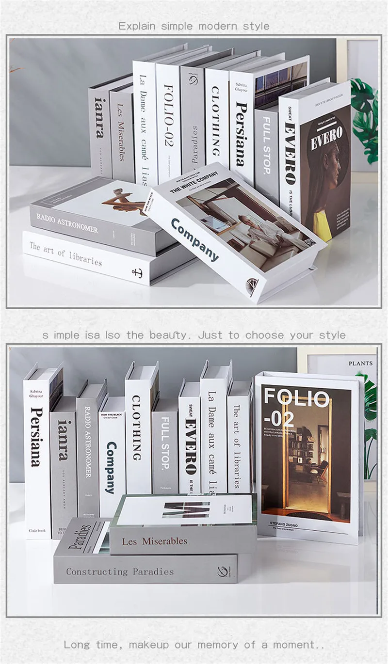 Nordic Modern False Book Prop Simulation Book Bedroom Wine Cabinet Bookshelf Ornaments Crafts Store Bookcase Decoration Display