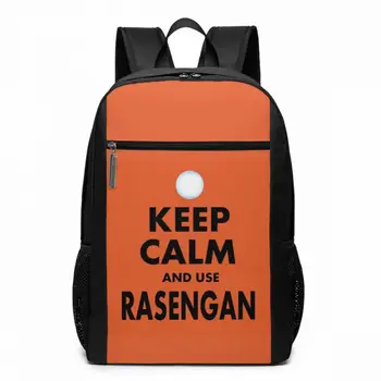 

Sasuke Sharingan Backpack Keep Calm And Use Rasengan Backpacks Student Pattern Bag Trendy High quality Multifunction Bags