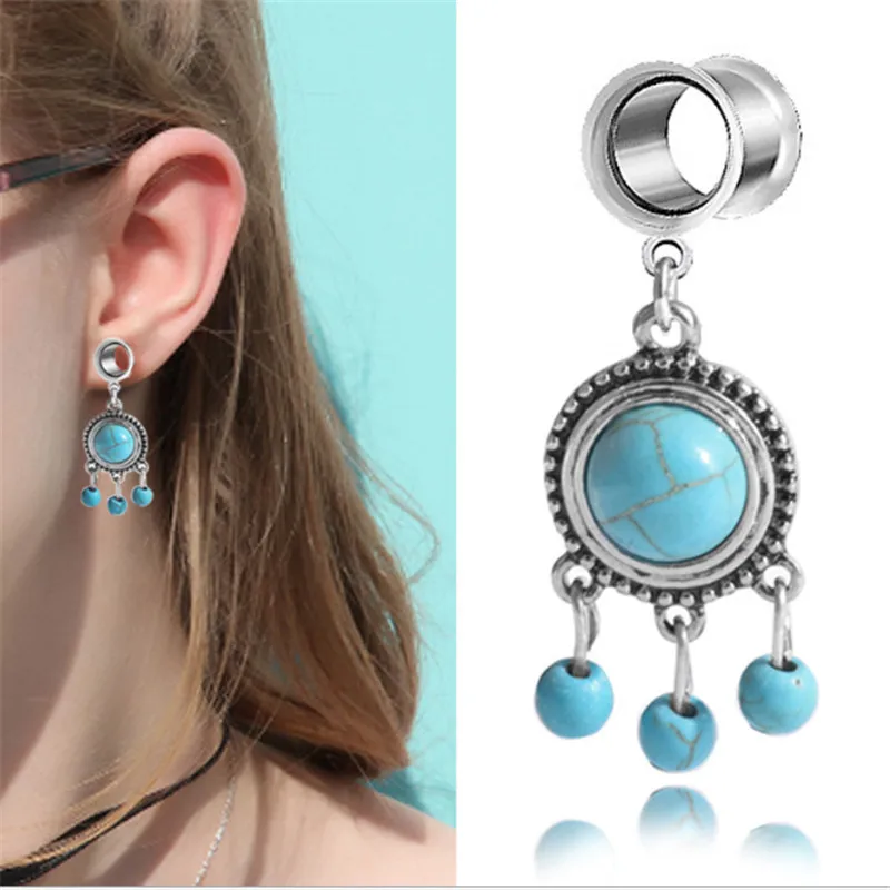 

2PCS Trendy Stainless Steel Vintage Leaves Ear Plugs Tunnels Flesh Bohemia Expansions Piercing Earring Gauges Sexy Body Jewelry