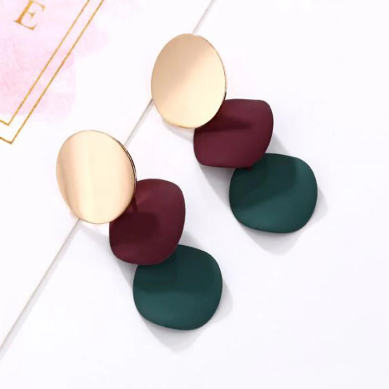 

Fashion Korean Vintage Gold Dangle Earrings For Women 2019 Jewelry 3 Layers Round Acrylic Drop Tassel Earrings Boucle d 'oreille