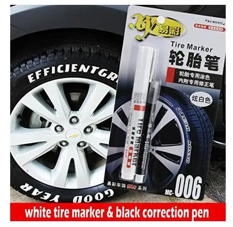 White tire marker and black Correction pen set Universal Waterproof Permanent oil based Paint Markers Car Tyre Tire Tread Rubber