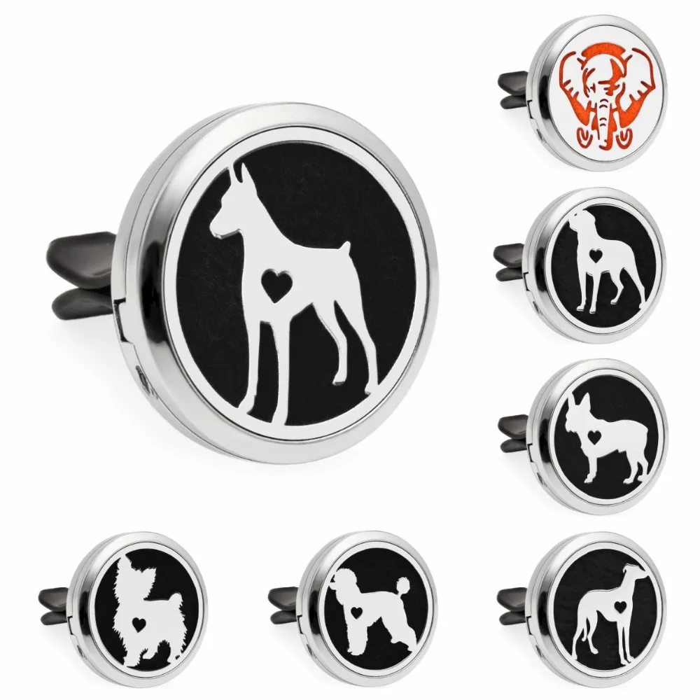 

Dog breeds Husky Dog Teddy elephant 30mm Diffuser Locket Car vent clip Aromatherapy Essential Oil perfume locket Magnetic 10Pads