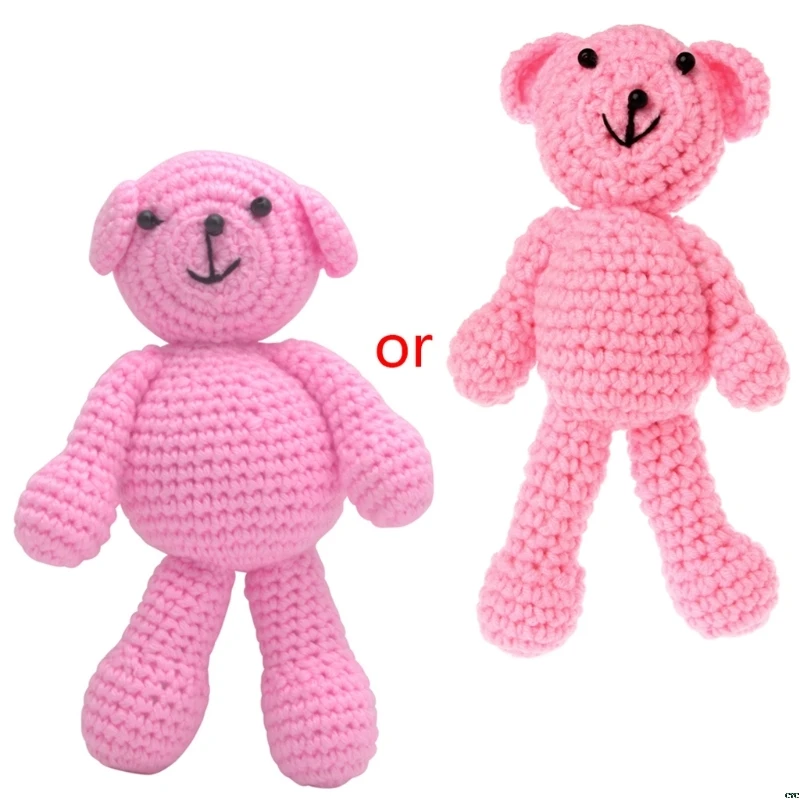Подарок для новорожденных девочек и мальчиков; реквизит для фотосессии; вязаная крючком игрушка; милый маленький медведь - Цвет: Розовый
