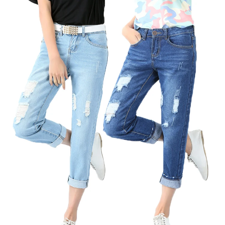 straight cut ripped jeans