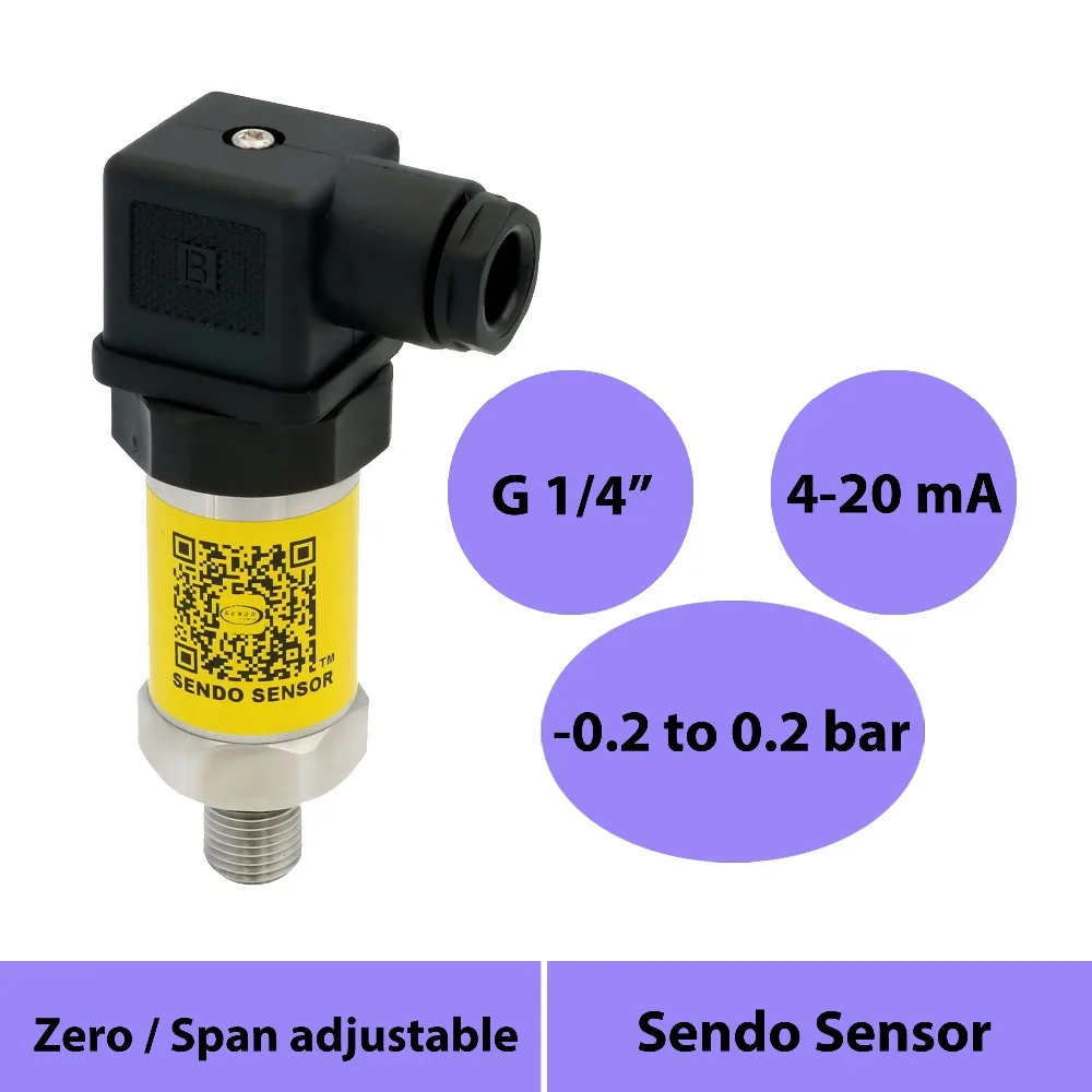 4-20mA датчик давления, 2 провода выхода, 12 24 36 вольт возбуждения,-0,2 до 0,2 бар,-20 20 кПа,-200 до 200 мбар давления, g 1 4