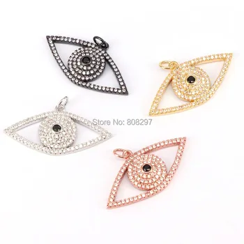

Fashion 8Pcs gold black rose gold color micro pave cz eye Pendant, turkish style jewelry pendants