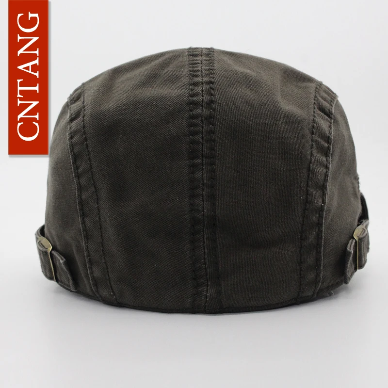 Classic Solid Color Berets Men Vintage Flat Hat Cotton Visor Caps 6 Colors