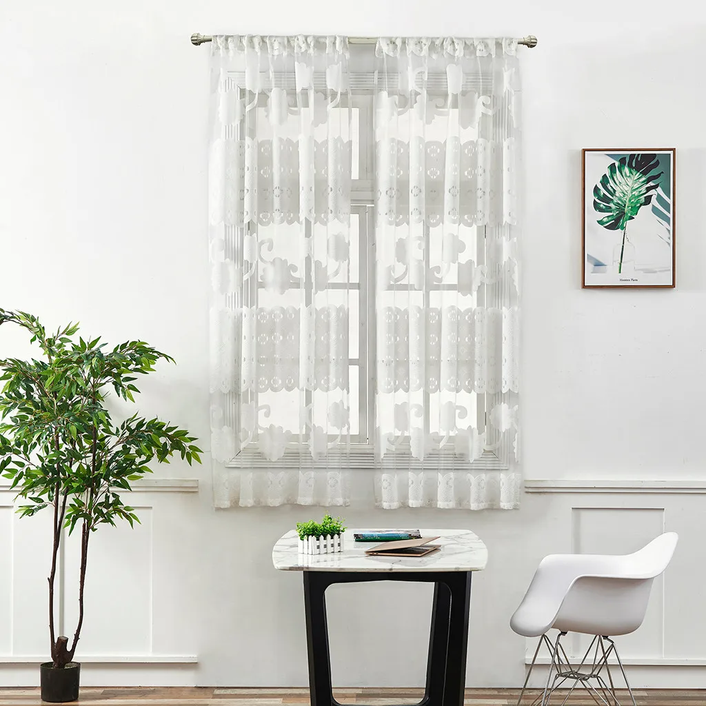 Simple de vid de La Flor peonía corto cortina de ventana tratamiento Voile cortina habitación cortina textil hogar Decoración