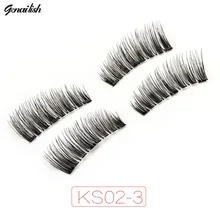 Genailish Magnetic eyelashes 3 magnets Lashes Fake eyelashes comfortable Handmade cilios Popular for Beauty Makeup