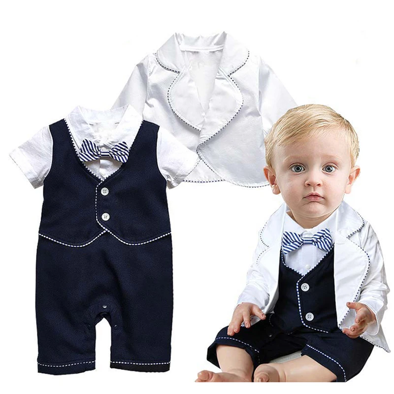 Spring Baby Boy Clothes Sets Gentlemen Newborn Boys White Color Blazer