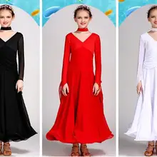 Платье для бальных танцев с длинными рукавами для соревнований по стандарту для девочек, детская Современная Одежда для танцев, вальса, латинских танцев, 0402a