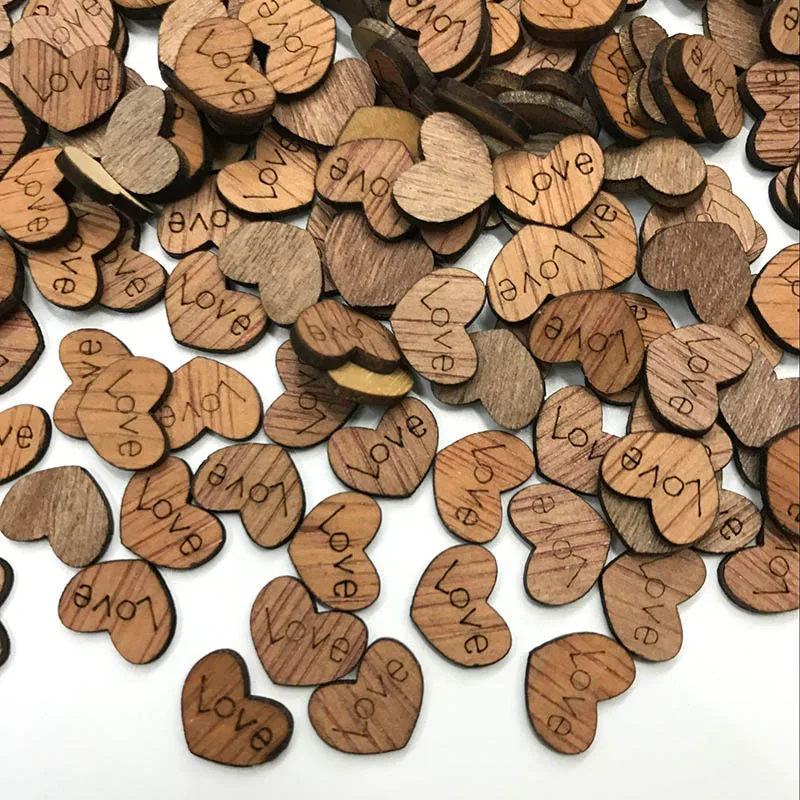 

100pcs Rustic Wooden Heart Confetti Table Decoration for Wedding Craft Party Favors Table Scatters Scrapbook Love Letters