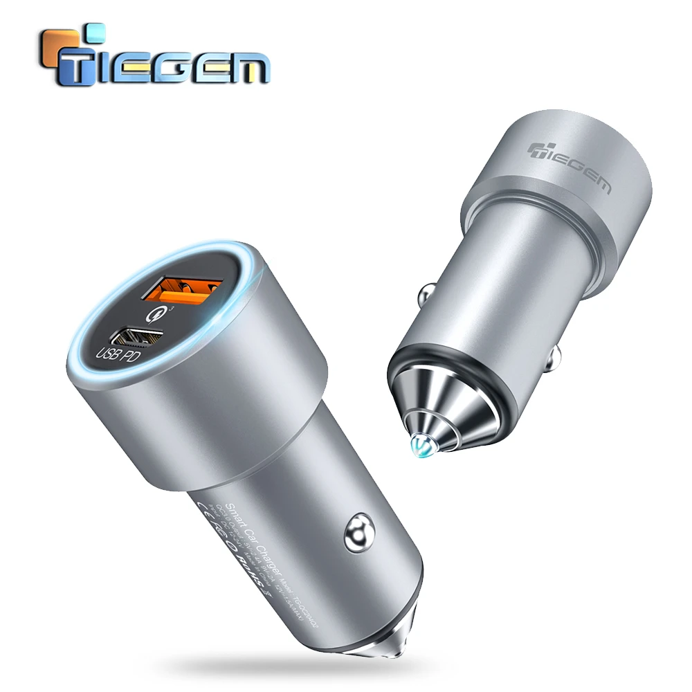 

TIEGEM 36W Type-C PD Quick Charge 3.0 Car Charger For iPhone X 8 Fast Charging QC 3.0 Car-Charger For Samsung S9 S8 LG Sony