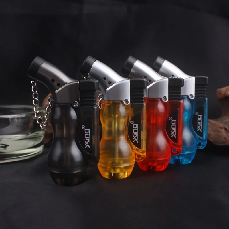 Visible Gas Butane Jet Lighter Turbine Torch Lighter Fireproof Windproof Spray Gun Metal Lighter 1300 C Gas Free Cigarette Acces