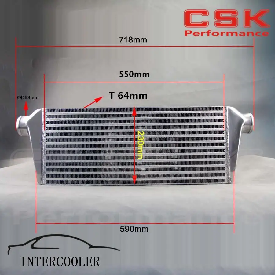 

Inlet / Outlet 2.5" Universal bar plate Turbo front mount Aluminum Intercooler