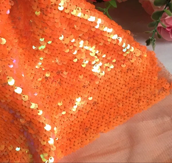 

10 meters Width 130cm Orange Sequins Fabric Sparkly Fabric for Dresses Fahion Clothing