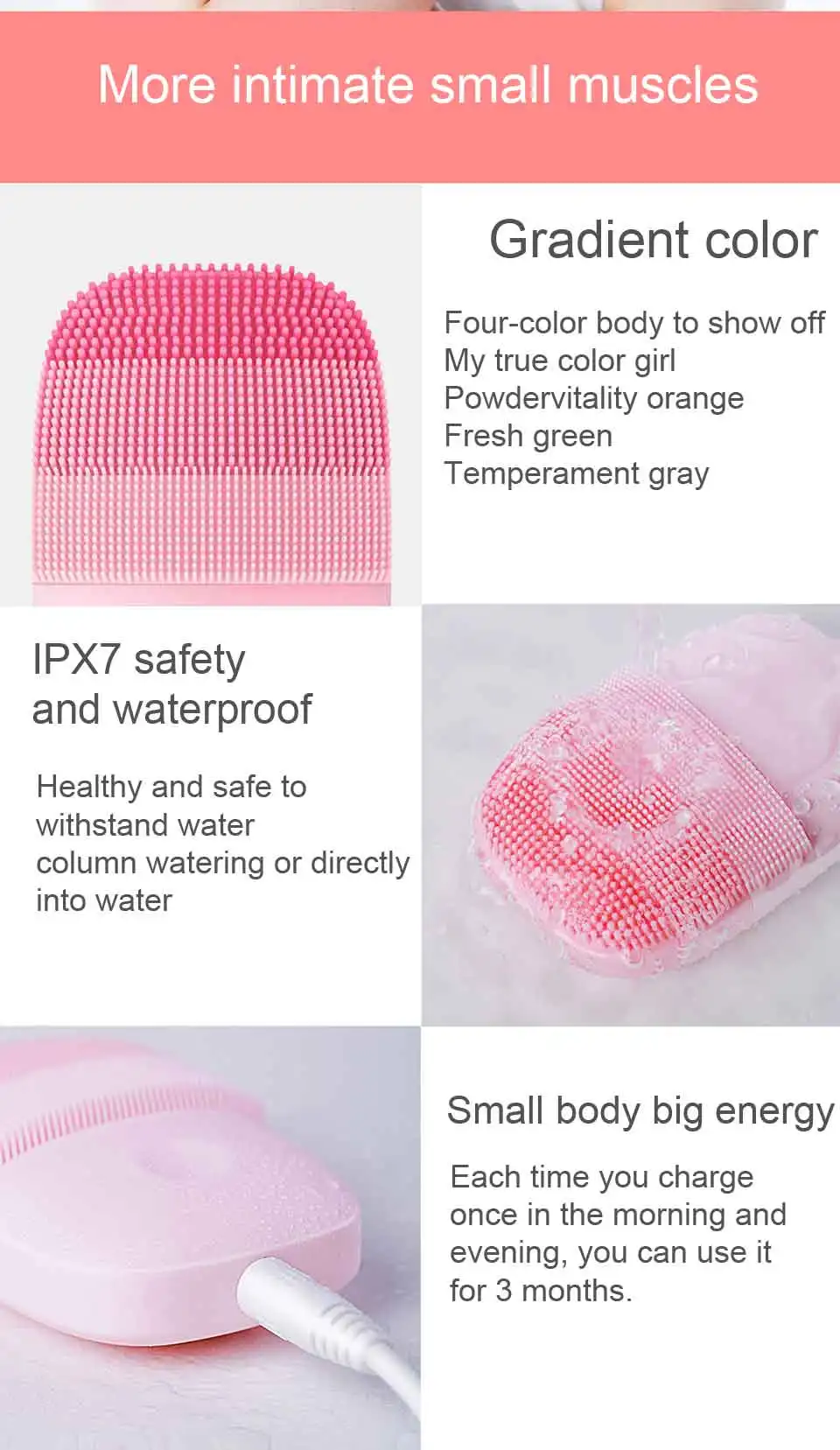 Xiaomi inFace электрическая чистка лица глубокое очищение лица массажный инструмент Соник водонепроницаемый силиконовый очиститель кожи красота уход