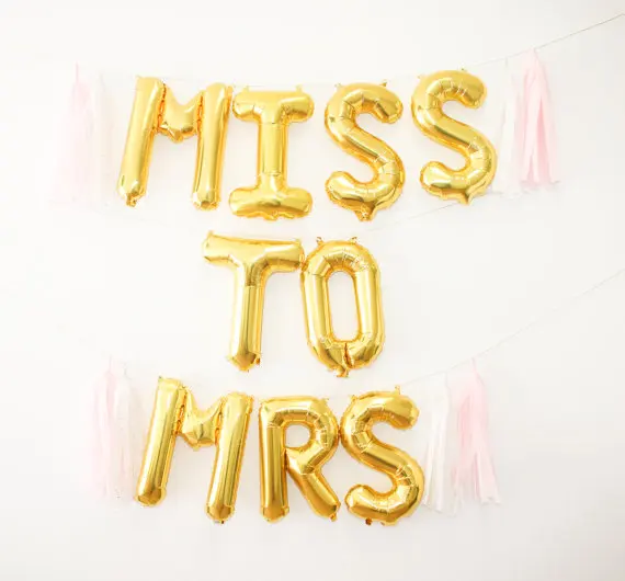 Chicinlife Miss To Mrs Letter Foil Balloons Bridal Shower Banner Decor Bachelorette Party Bride Wedding Hen Party Decoration Miss To Mrs Banners Decorationswedding Party Decoration Aliexpress