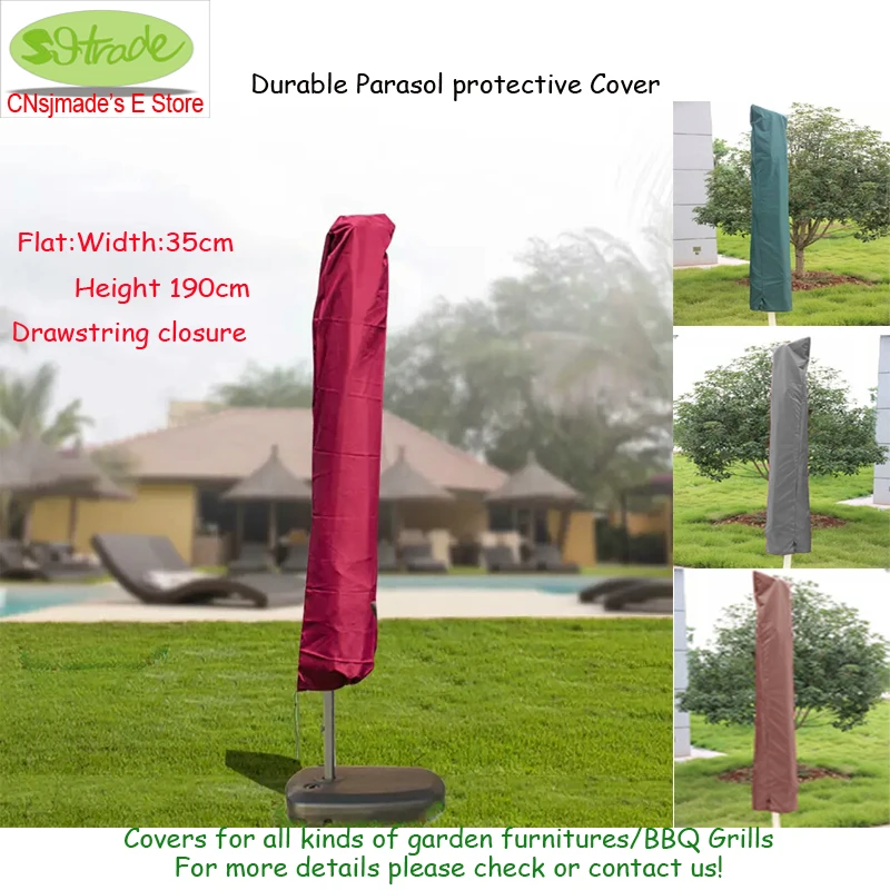 

Durable parasol protective cover with drawstring closure, Oxford, 4 colors , Width35xH190cm,custom size availabe, waterproof