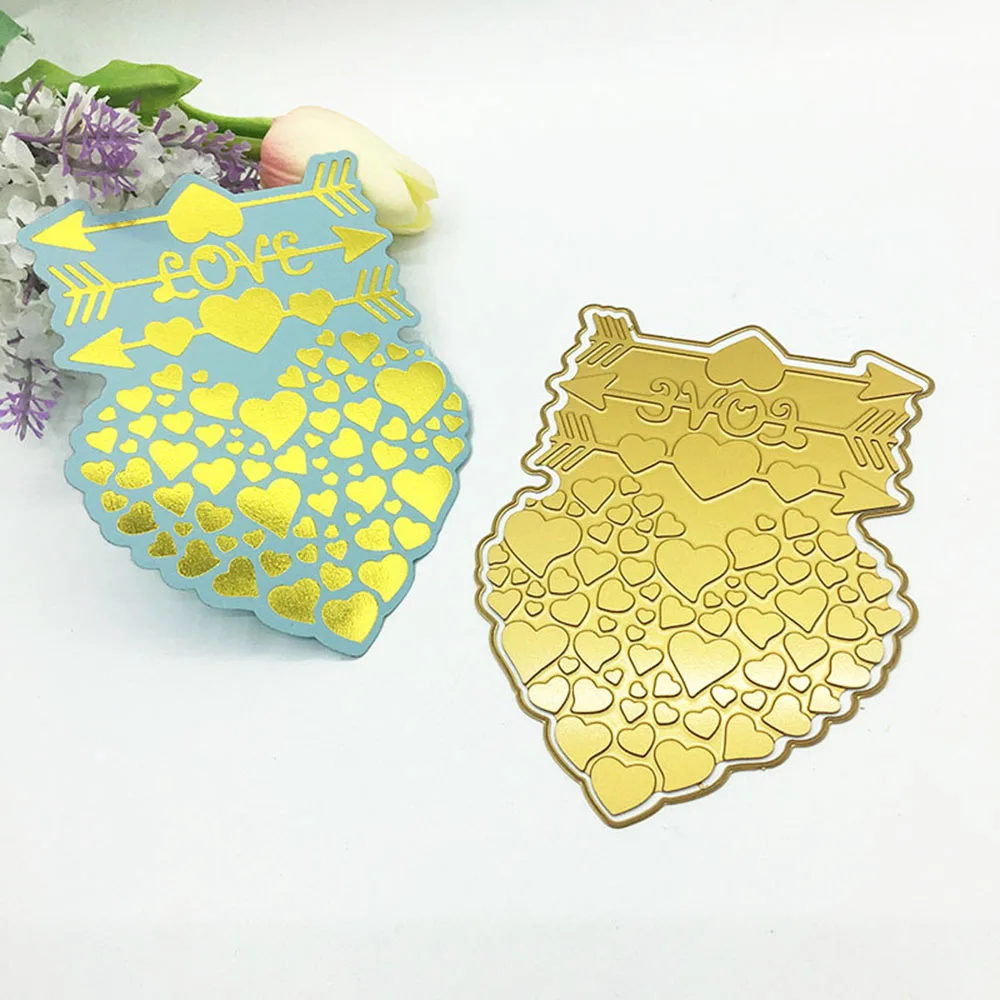 

Ufurty Hearts Arrow Frame Metal Cutting Dies DIY Photo Album Embossing Dies Cut Scrapbooking Stencils Hot Glimmer Foil Plate