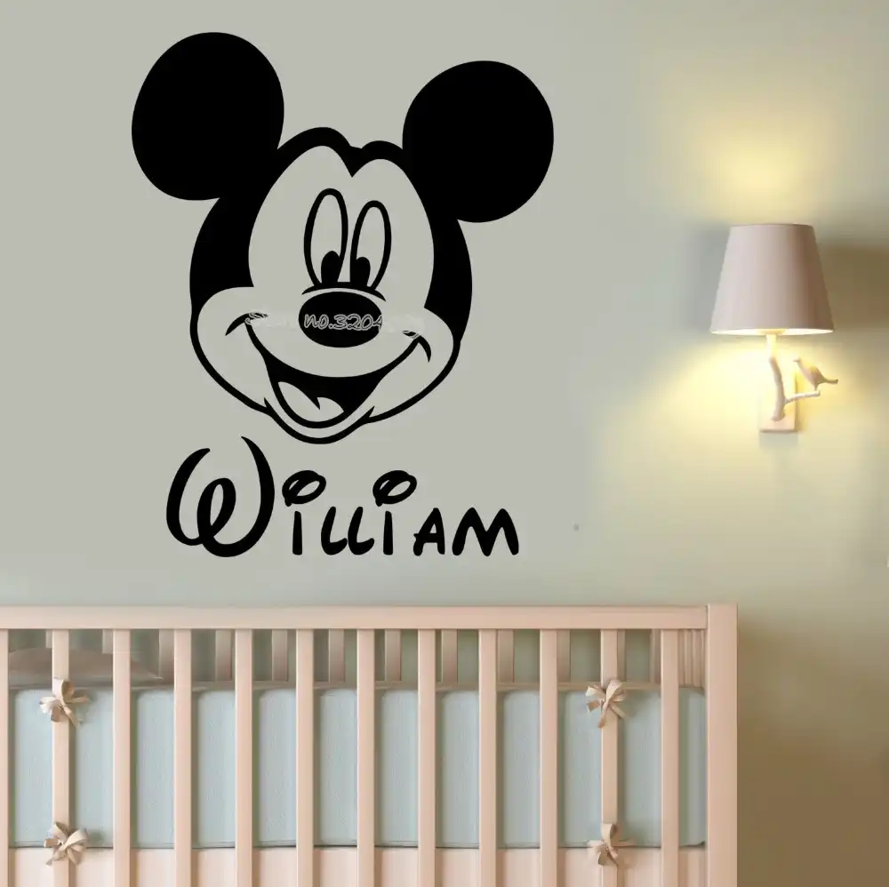 Personalizado Nombre Mickey Adhesivo Con Diseno De Raton Para