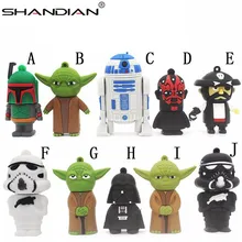 SHANDIAN мультфильм Звездные войны флеш-накопитель R2D2 Флешка Дарт Вейдер 4 ГБ 8 ГБ 16 ГБ 32 ГБ 64 Гб usb флеш-накопитель флеш-карта памяти U диск