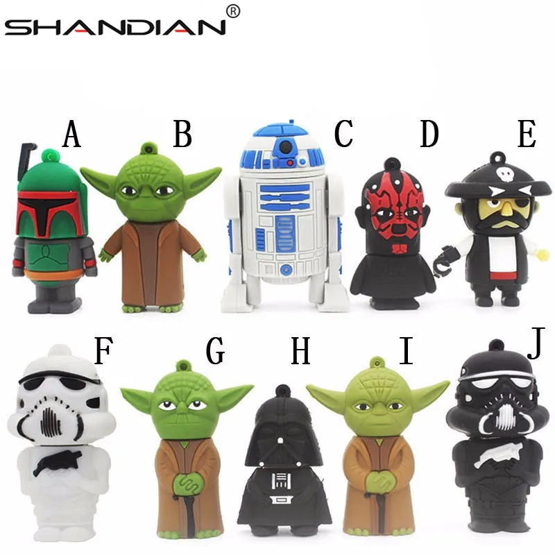 

SHANDIAN Cartoon Star wars Pen drive R2D2 Pendrive darth vader 4gb 8gb 16gb 32gb 64gb usb flash drive flash memory stick U disk
