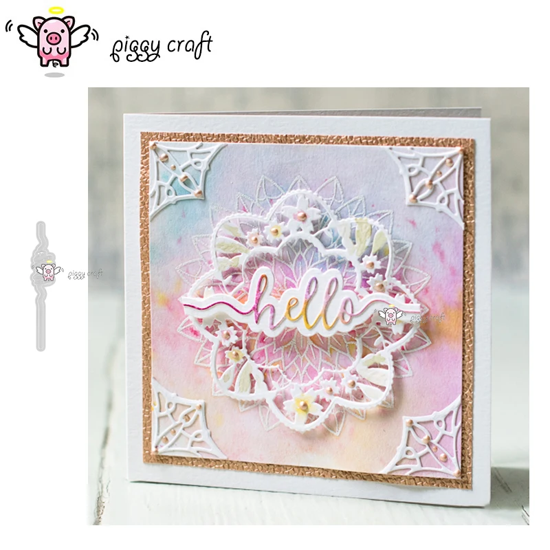 

Piggy Craft metal cutting dies cut die mold Hello letter strip Scrapbook paper craft knife mould blade punch stencils dies