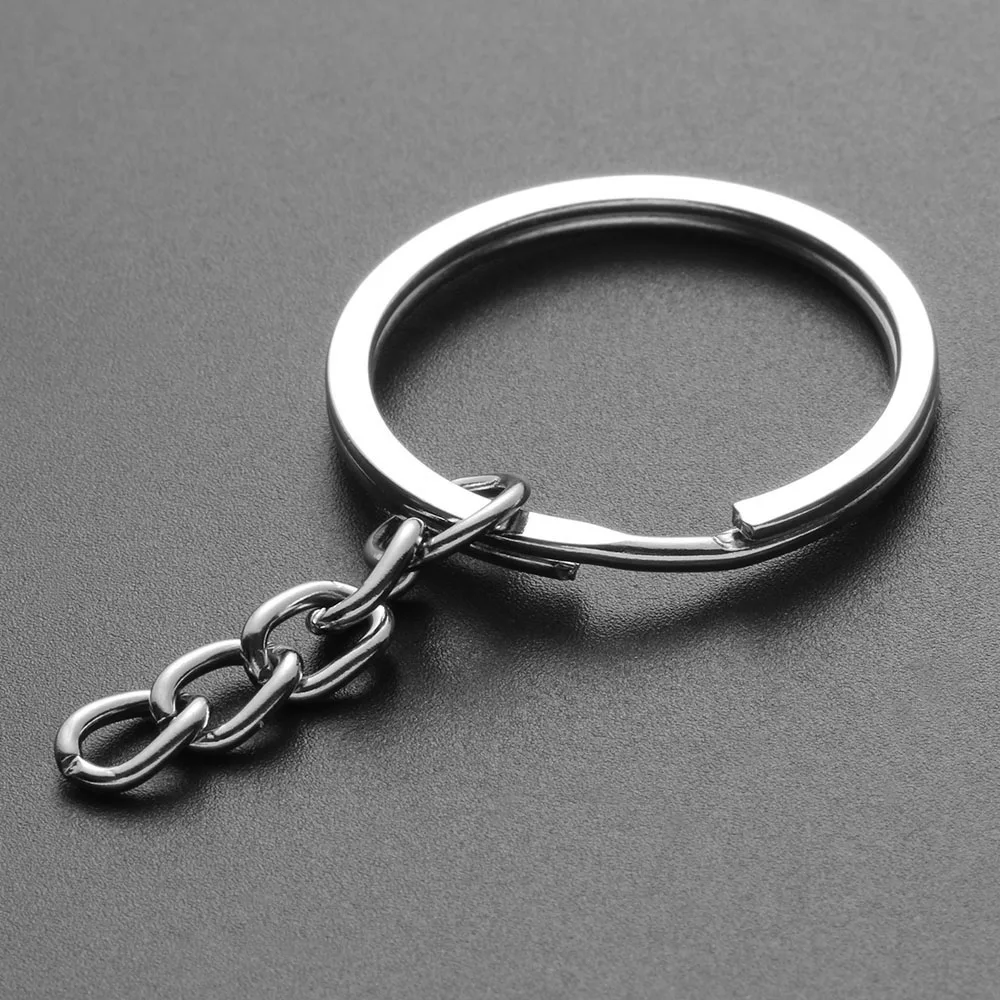 

10Pcs 25mm Polished Silver Color Keyring Keychain Short Chain Split Ring Key Rings DIY Key Chains Accessories