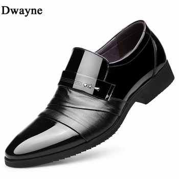 

Dwayne Luxury brand Genuine Leather Fashion Men Business Dress Loafers Pointy Black Shoes Oxford Breathable Formal Wedding Shoes