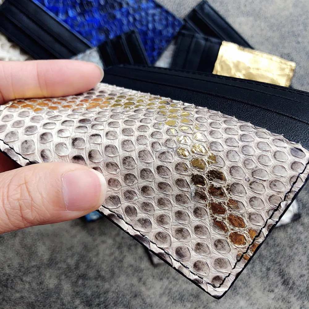 CAJIFUCO ультратонкая кожа питона Porte Carte змеиная кожа кредитный держатель для карт кожаный кошелек для монет
