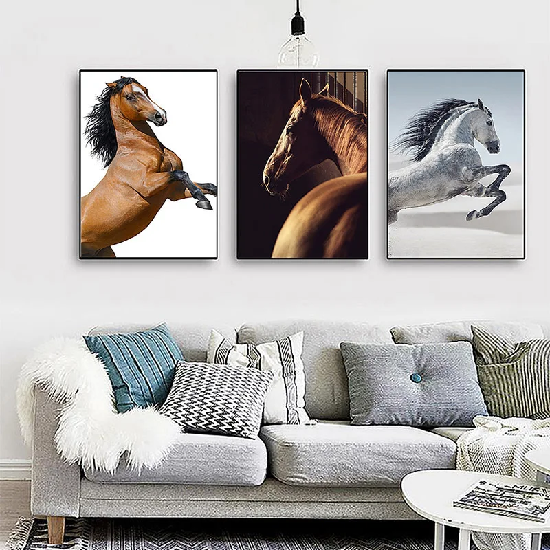 Nordic Minimalist Bedroom Decoration Painting Horse Wild Animal Canvas Art Poster and Prints