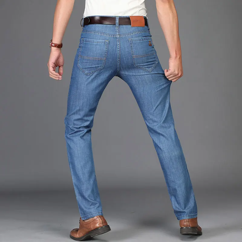 2019 Spring Summer JEEP Brand Cotton Jean Elastic Mens Casual Full Length European American Jeans Cotton Pants Fashion Trousers (31)