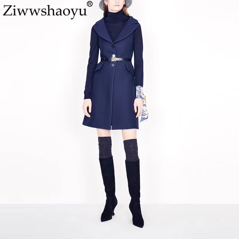 Ziwwshaoyu модные однотонные платья с v-образным вырезом Элегантные Осенние новые женские