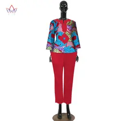 BRW 2018 Мода Африка Комплекты штанов для женское Дашики укороченный топ и брюки Африка Костюмы Базен плюс Размеры Африканский Костюмы WY2259