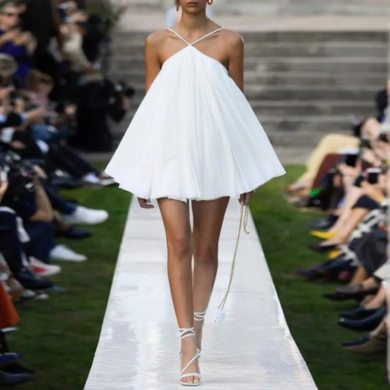 

2019 Summer New Sexy Backless Solid Color Women's Dress Women's Lace Dress
