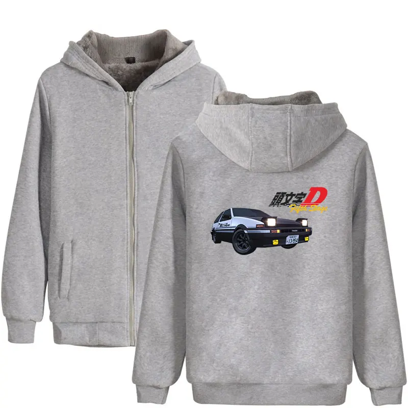 Luckyfridayf INITIAL D хлопка толщиной молнии Негабаритных Толстовки Кофты мужские и женские зимняя куртка, пальто moletom masculino 4xl