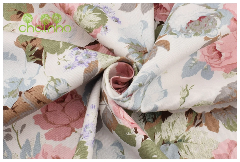 Chainho, саржевая хлопковая ткань с принтом, Теплый розовый цветочный узор для шитья/ткани для ребенка и ребенка/простыня, материал подушки, полуметр