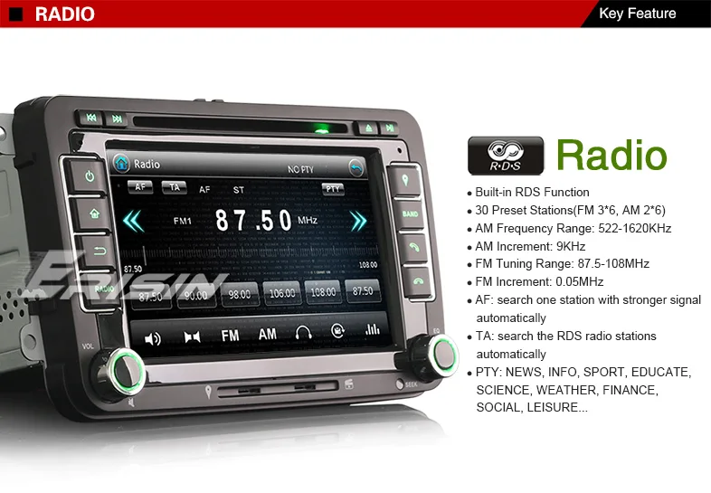 Discount Erisin ES7148V 7" Car Stereo DVD Player GPS 3G DAB+ System for VW Jetta Golf Skoda Seat 13